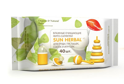 НОВИНКА для мам и малышей – очищающие салфетки SUN HERBAL для груди и игрушек