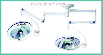 Хирургический потолочный двухблочный светильник Аксима-720/ 520